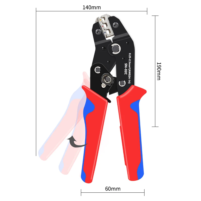 Hand Crimping Tool 0.25-2.5mm² Adjustable Ratchat Crimper Plier 280pcs Cable Lugs Assortment Kit Insulated Wire Crimp Set SN-02C