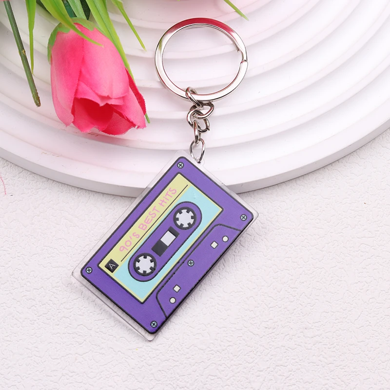 Vintage Radio Cassette Tape Keychain Interesting And Creative Tape Pattern Key Decorations Funny Fashion Bag  Accessories Gifts