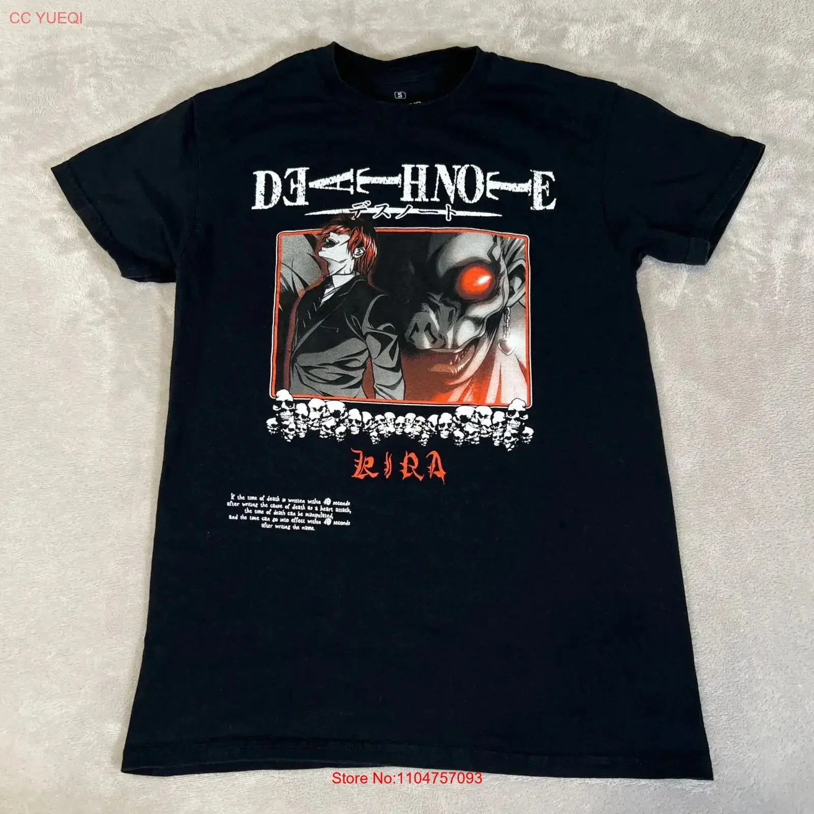 Death Note Anime Kira T Shirt Size Small Black  Print vintage Washed Comfortable fashion Soft designer clothes homme Slightly