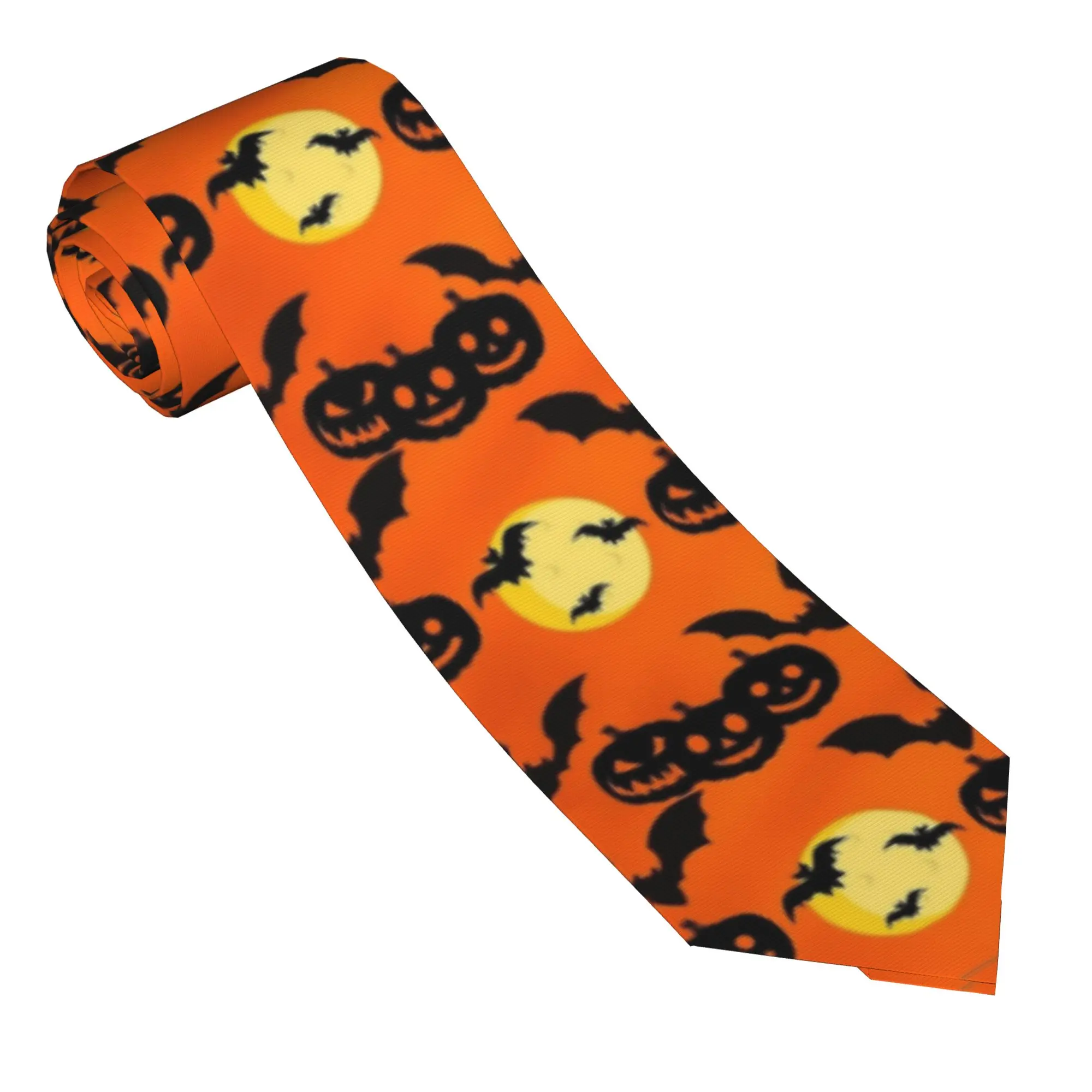 Happy Halloween Pumpkin and Bat Necktie Men Women 8 cm  Neck Ties for Men Skinny Classic Accessories Gravatas Wedding Office