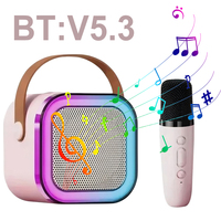 K12 Karaoke Machine Portable Bluetooth 5.3 Speaker System with 2 Wireless Microphone Family Singing Loudspeaker for Home Karaoke