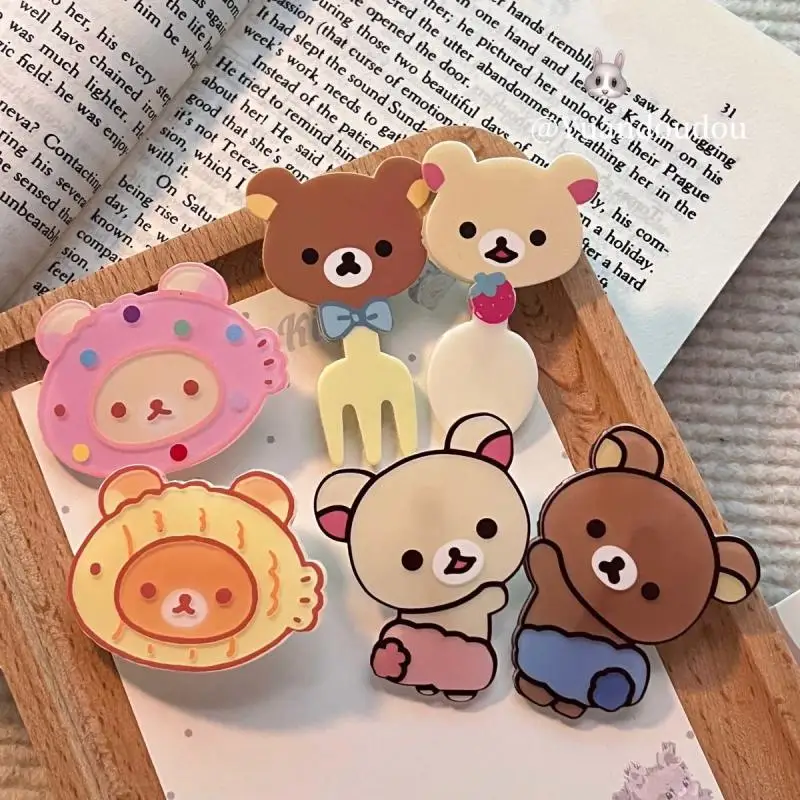 

6Pcs New Kawaii Cute Rilakkuma Hairpin Bangs Clip Sweet Accessories Headwear Cartoon Anime Decoration Cute Girl Birthday Gift