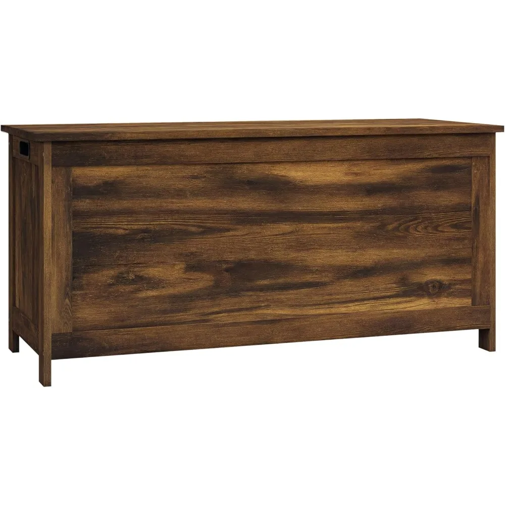 

Storage Bench, Storage Chest with 2 Safety Hinges and Cut-Out Handles, Modern Wooden Trunk for Living Room, Entryway