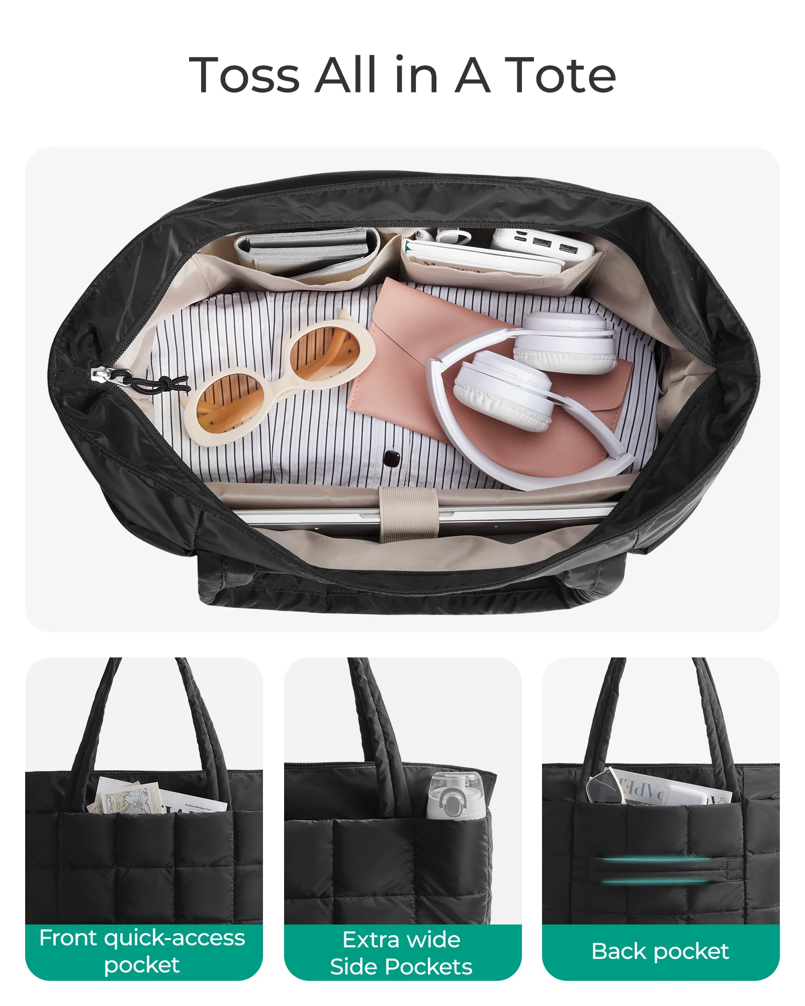 BAGSMART дорожная большая сумка женская расширяемая сумка для ручной клади на молнии водостойкая стеганая сумка для выходных для работы медсестры