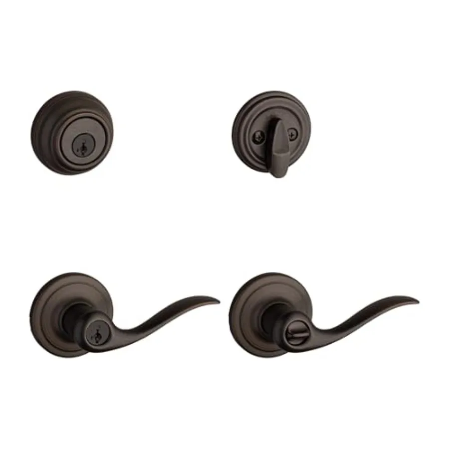 

991 Tustin Entry Lever and Single Cylinder Deadbolt featuring SmartKey in 99910-01