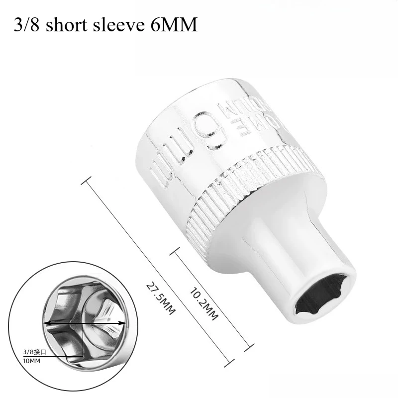 Metric 3/8 Hexagon Socket 10mm6 Hexagon Socket Wrench Tool Accessories