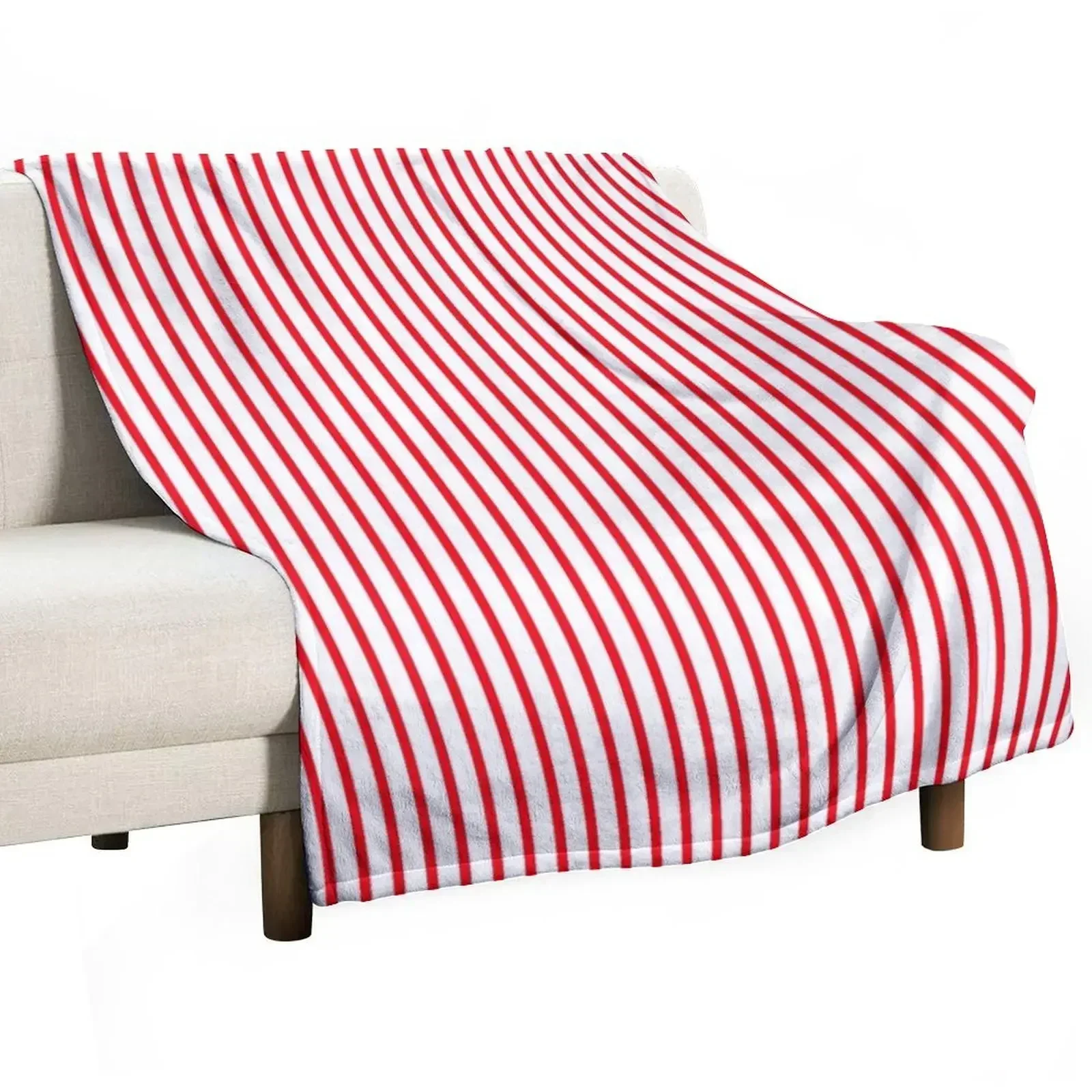 Red Pinstripe Design On White Background Throw Blanket Nap For Sofa Thin Blankets