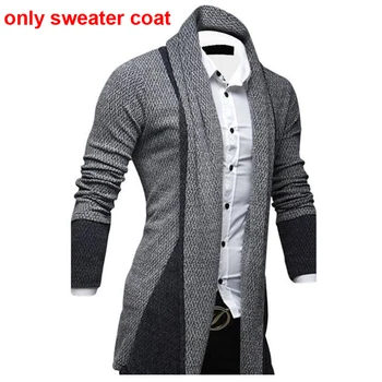 Men's Scarf Collar Patchwork Knit Cardigan 4 Men's Sweaters Autumn Spring Scarf Collar Knitted Sweater Jackets Cardigan Coats Patchwork Men Clothing Casual Knitwear MY170 4