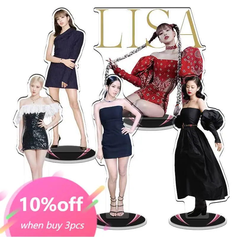 BBLACKPINK7VV الأجهزة الطرفية ليزا الشكل الاكريليك حامل سلس البينية جيني مكتب الحلي JISOO تمثال دمية الورد جمع لعبة