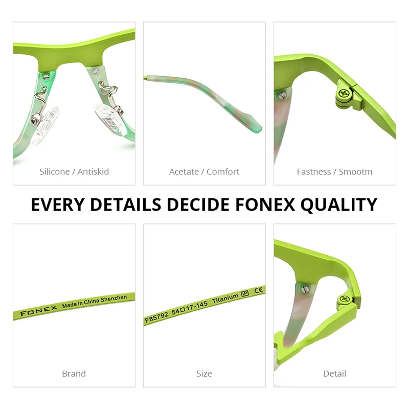 نظارات FONEX-Acetate تيتانيوم للرجال والنساء ، نظارات مربعة ، نظارات عصرية ، نظارات جديدة ، F85792 ،