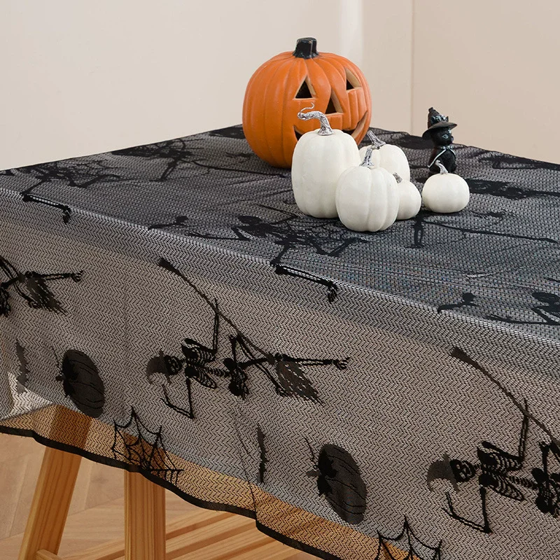 Halloween Cross border Lace Tablecloth Fabric Nordic Dining Table Mat Holiday Party Photo Decoration Cloth
