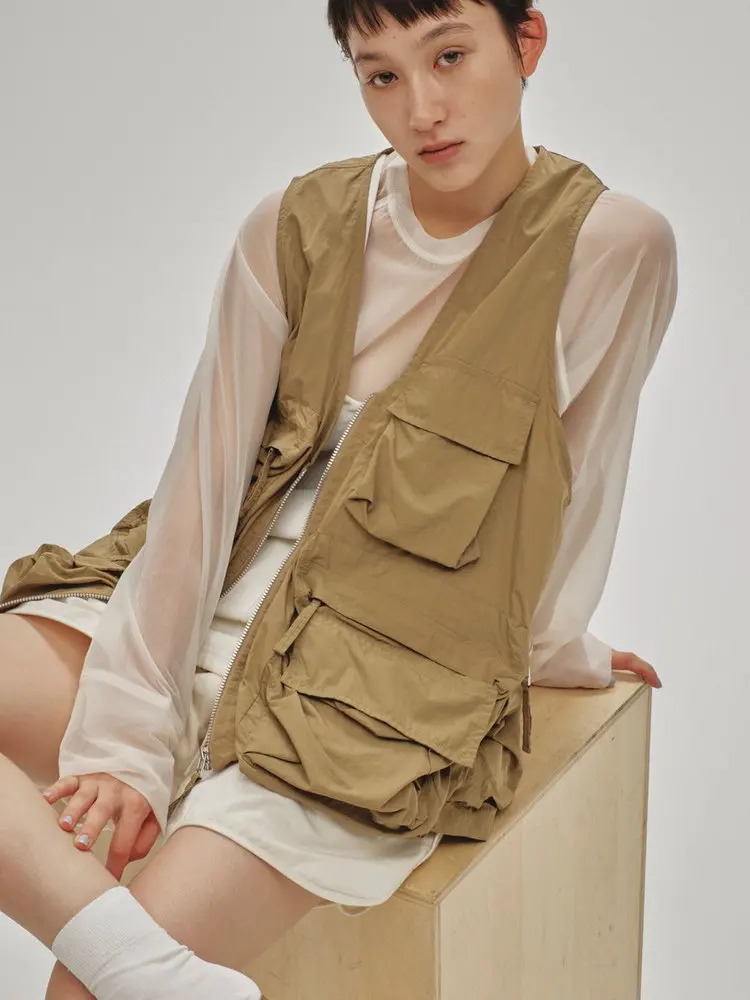 

Многофункциональный жилет-топ из нейлоновой ткани Todayful 2025: осенняя коллекция, винтажный стиль, повседневный, универсальный, с застежкой-молнией, для работы и поездок на работу