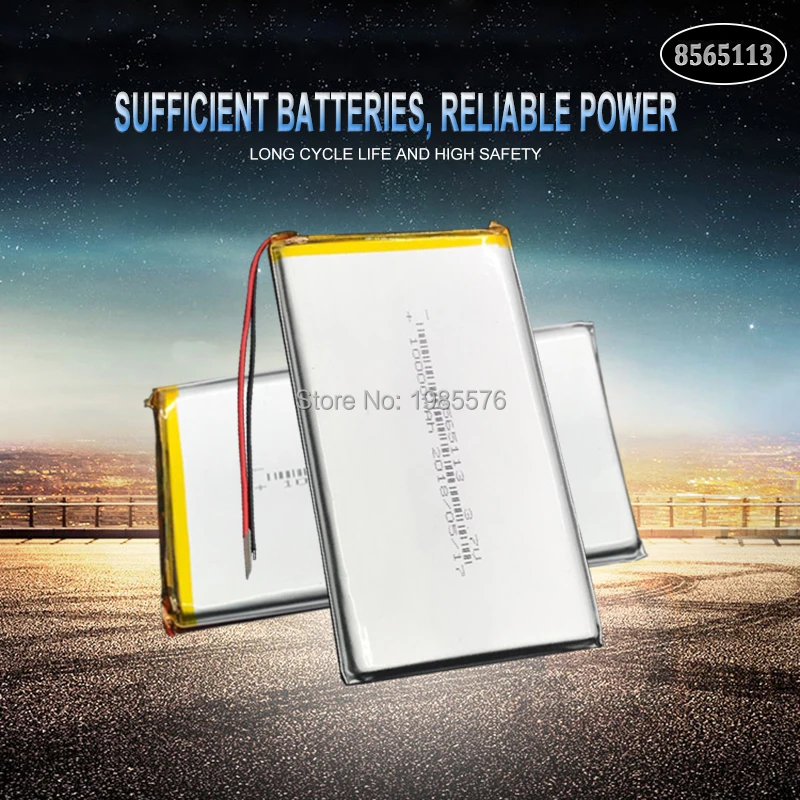 Baterias recarregáveis de li-polímero de lítio, 3.7v 10000mah linha 8565113 baterias de li-po para tablet dvd gps dispositivo médico pda e-book