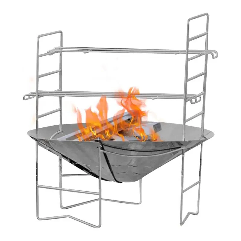 B-M camping Bonfire Fire Pit Grill Foldable Circular Bonfire Stand Portable Firewood Stove Cookable Camping Stove Grill Burning