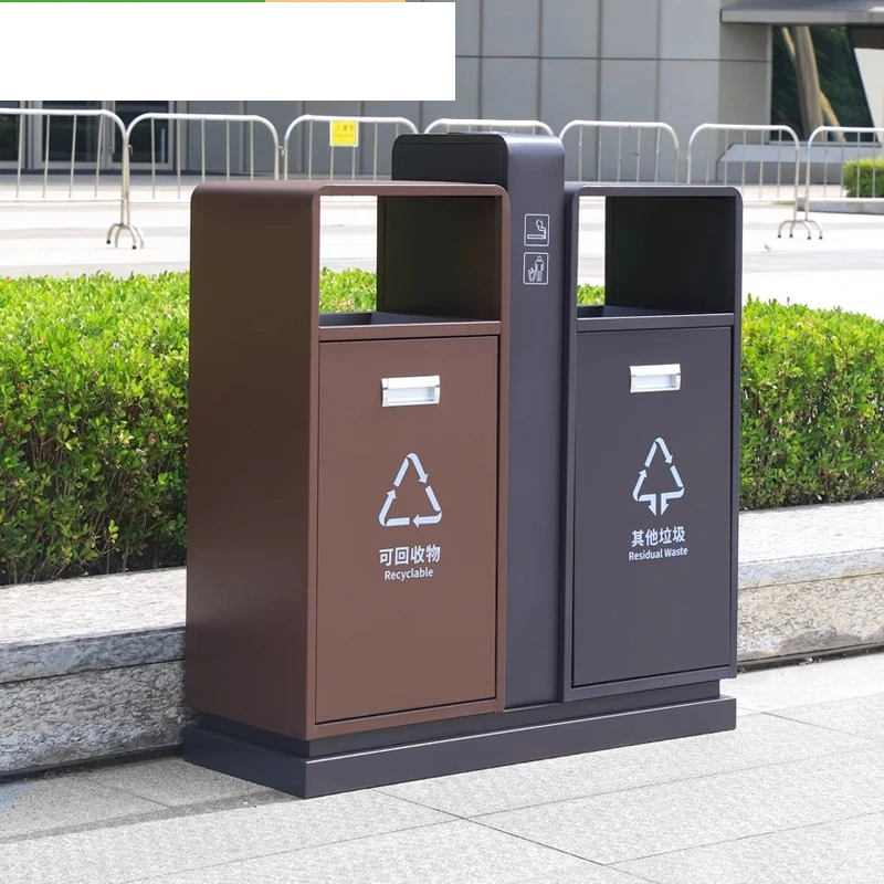 

Outdoor trash can stainless steel high-end residential classification Double bucket outdoor