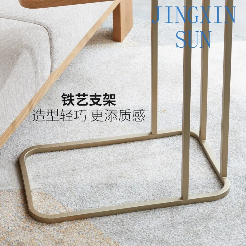 Small solid wood coffee table simple small apartment living room sofa wrought iron edge several bedroom bedside table