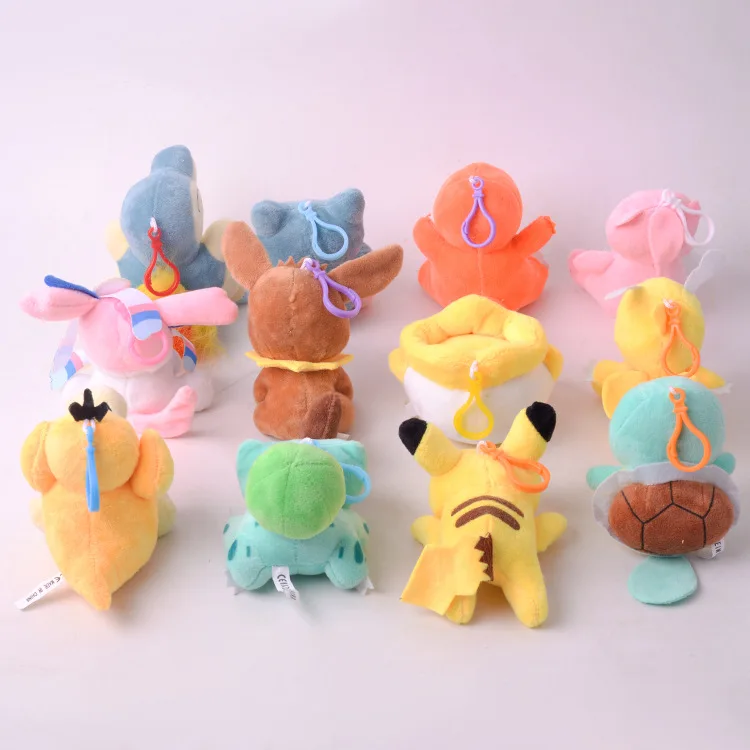 12ชิ้น/ล็อต Pokemon Plush ตุ๊กตา10ซม.จี้ตุ๊กตา Bulbasaur Squirtle Charmander Lapras Snorlax Plush ของขวัญของเล่น