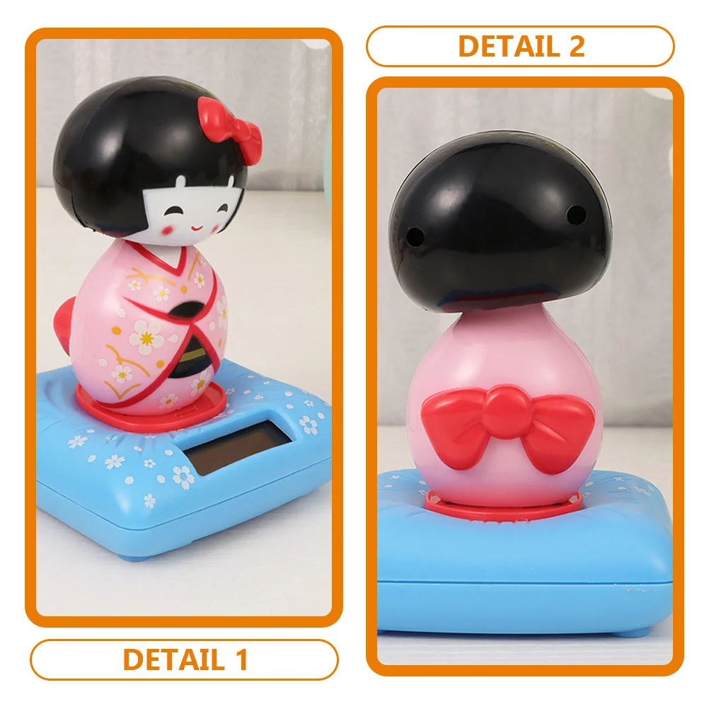 2 pçs japonês quimono carro ornamento solar balançando cabeça estatueta painel decoração brinquedo de plástico presentes acessórios do carro desktop
