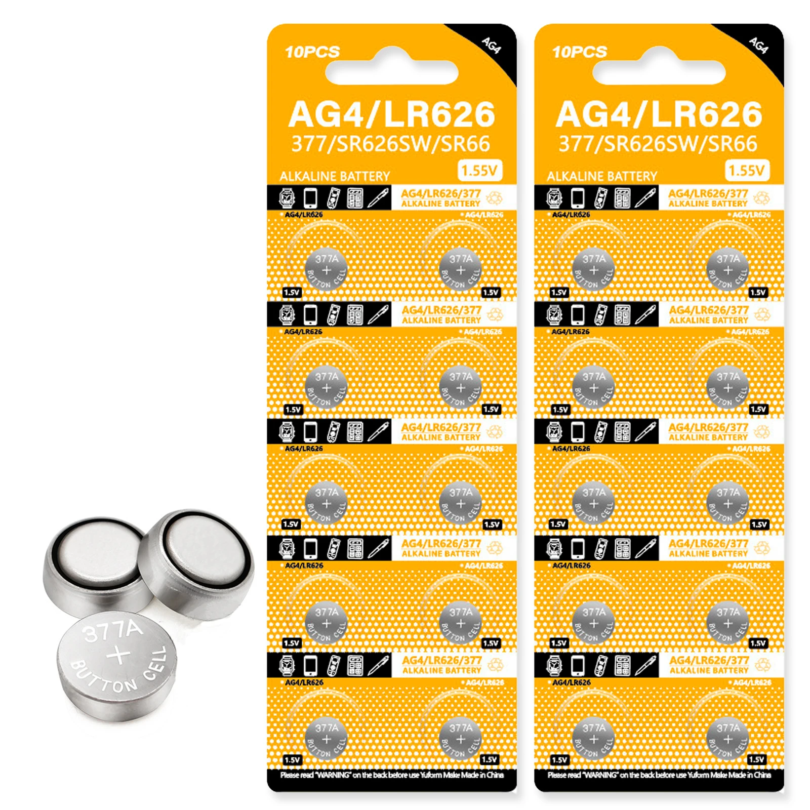 10-100 قطعة AG4 LR626 1.55 فولت بطاريات زر قلوية 377A SR626SW LR66 177 376 بطارية خلية عملات عالية الجودة للعب الساعات