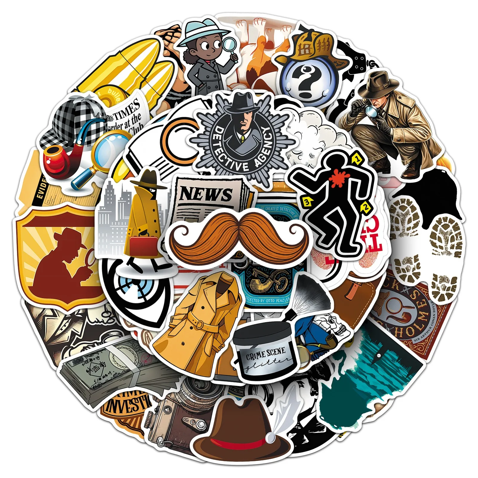 50 Pcs Graffiti Detective Crime Solving Cartoon Creative Waterproof Decorative Notebook Luggage Stickers