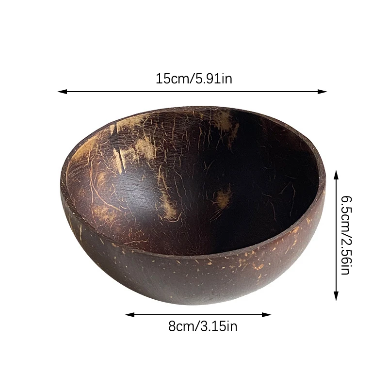 1pc Dessert Fruit Salad Mixing Rice Fork Spoon Natural Coconut Bowl Wooden Handmade Coconut Bowls Tableware