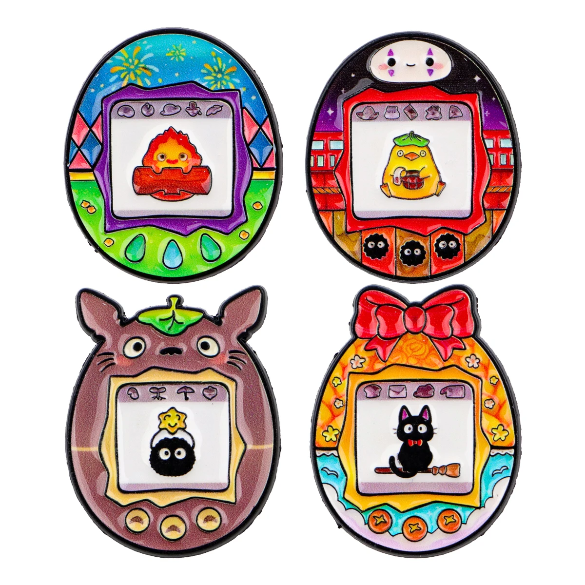 Mix 4pcs/set Lovely Manga Elves Enamel Pins Oval Metal Brooch Backpack Hat Bag Collar Badges Fashion Jewelry Collection Gift