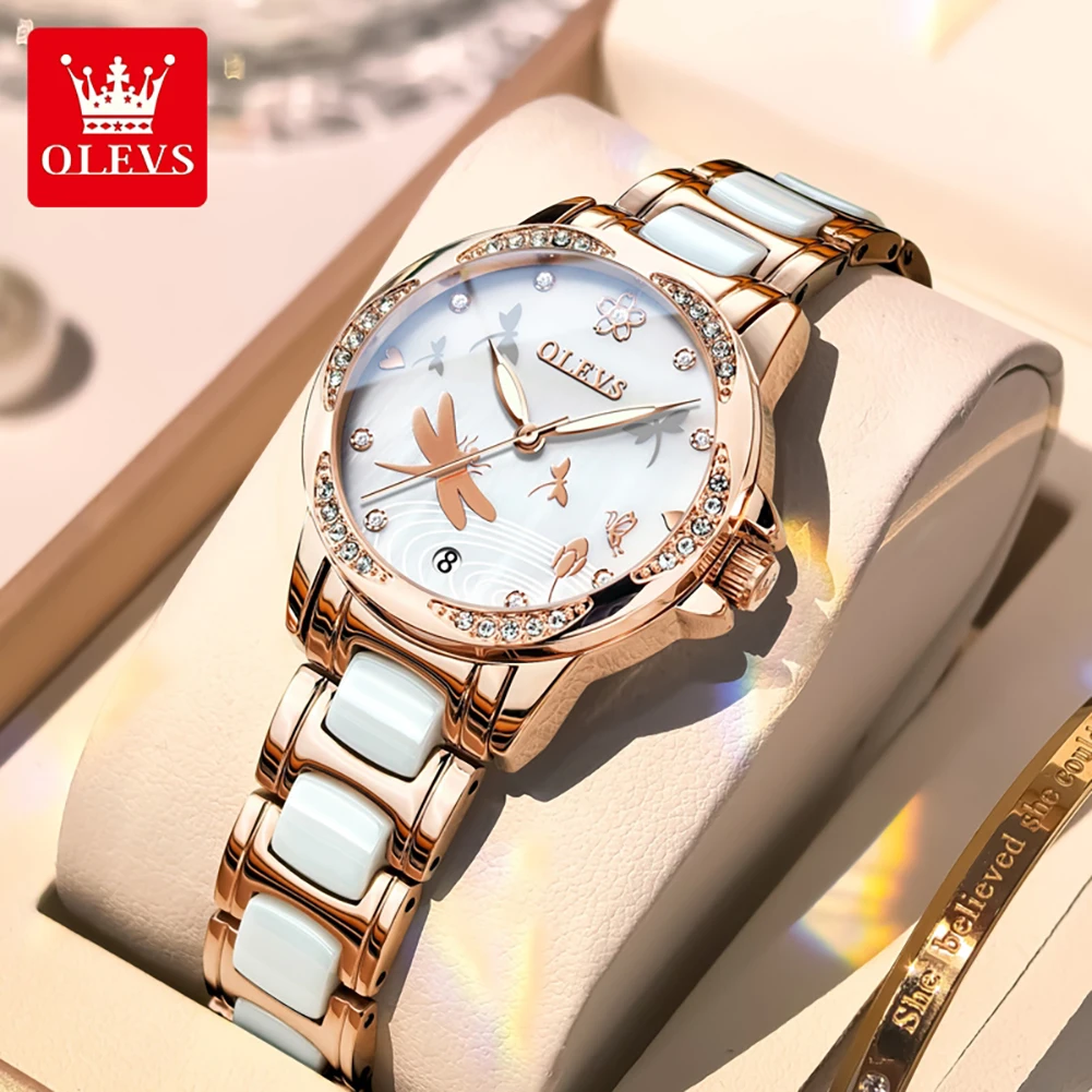 OLEVS brand fully automatic mechanical watch with ceramic steel strip waterproof women's watch 6610