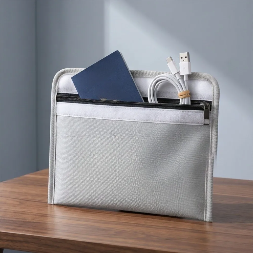 Waterproof Fireproof Document Bag Portable Heat-resistant Safety Cash Storage Pouch Moisture-proof Zipper Closure