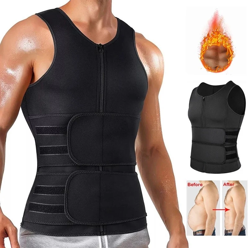 1Pc Double Waist Shapewear Men\'S Sports Vest Sweat Suit Fitness Corset Waist Corset Exercise Belly Belt