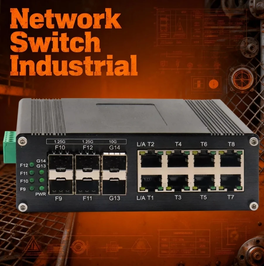 Industrial 8-Port Gigabit 4-Port SFP 2-Port 10G SFP+ Managed Switch for Data Center and Campus Network