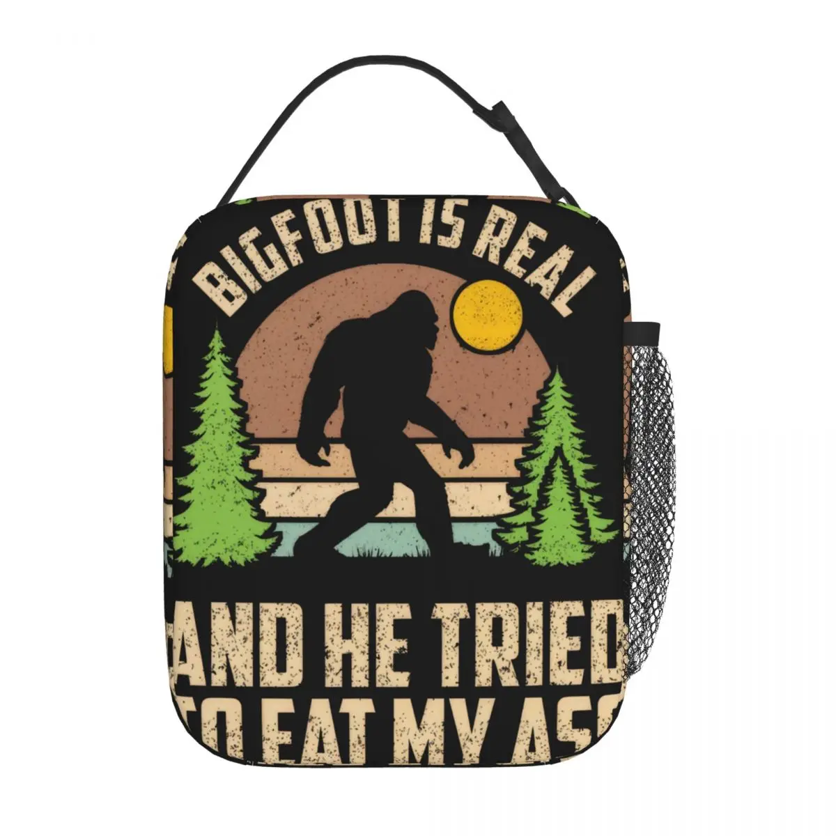 Bigfoot Is Real And He lated To Eat My Ass bolsa de almuerzo aislada, bolso de mano para alimentos