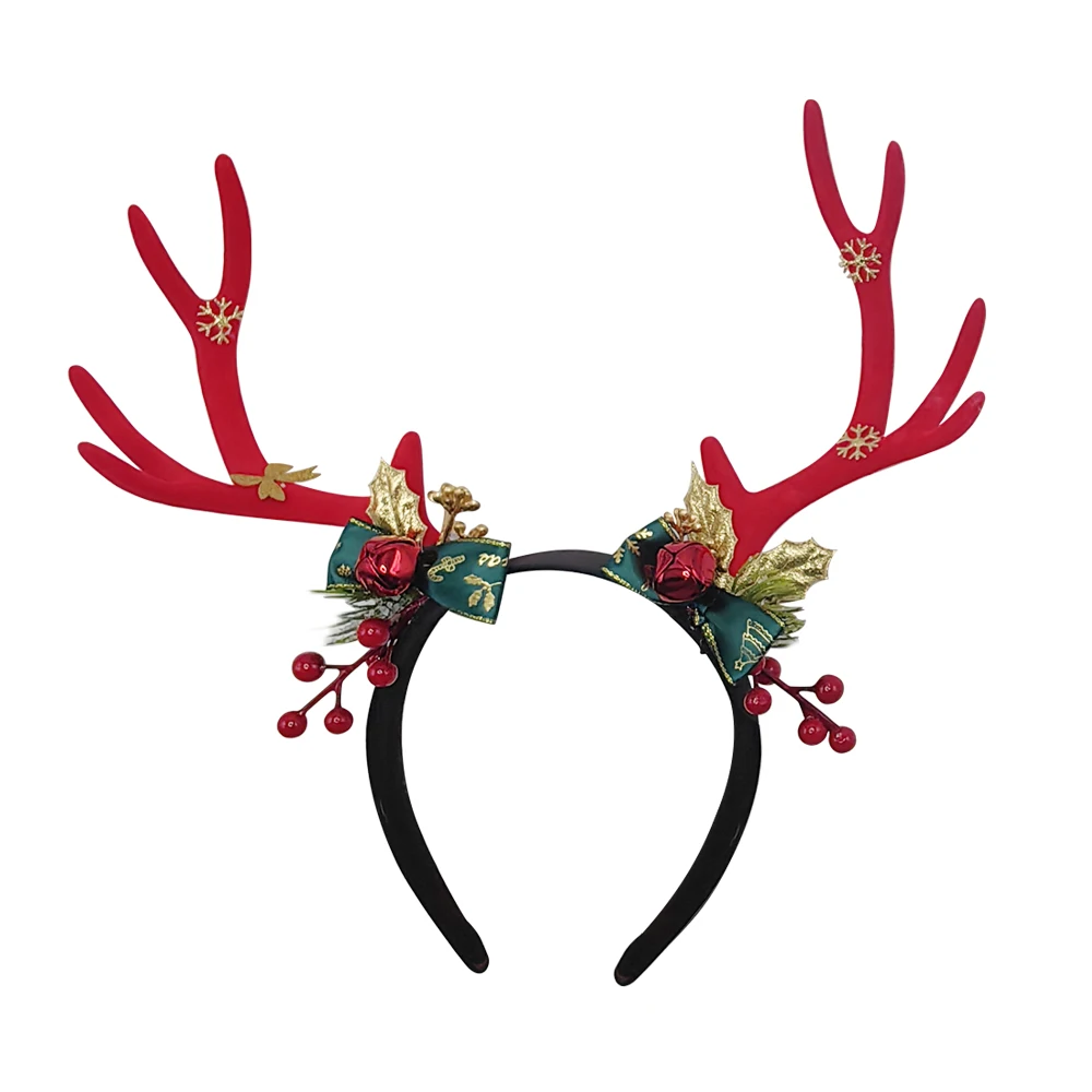 

Рождественская повязка на голову из рога северного оленя с колокольчиком, большая повязка для волос из красных рогов для фестиваля, Нового года