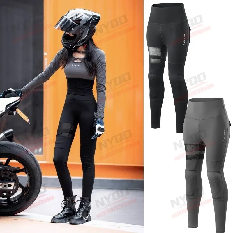 

Motorcycle Riding Pants Off-road Outdoor Women's Slim Fit Comfortable Protective Belt Knee Pads Cycling Running Sports Pants