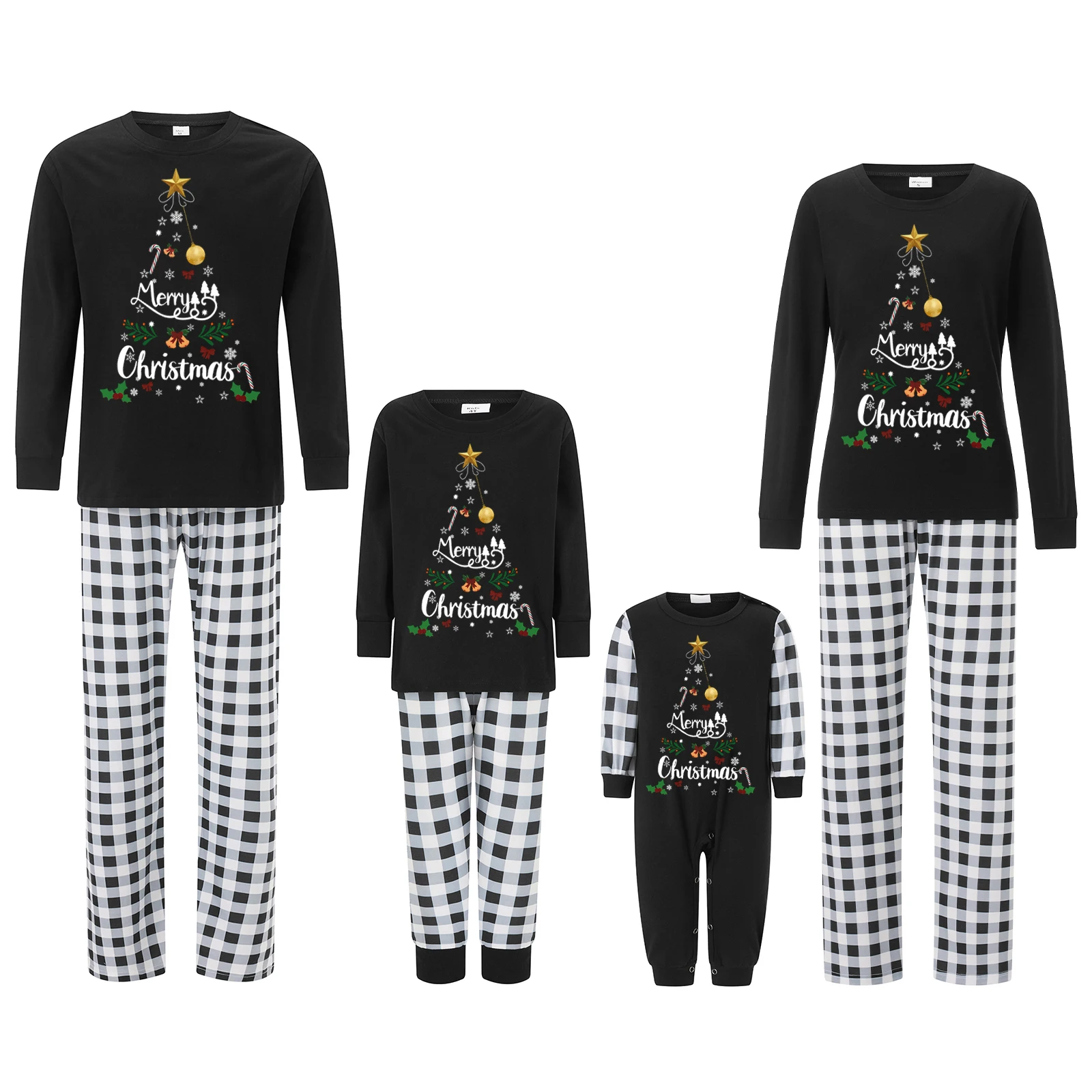 

Одинаковые рождественские пижамные комплекты для всей семьи, клетчатые и праздничные пижамы с буквенным принтом, одежда для сна для папы, мамы и детей, пижамы