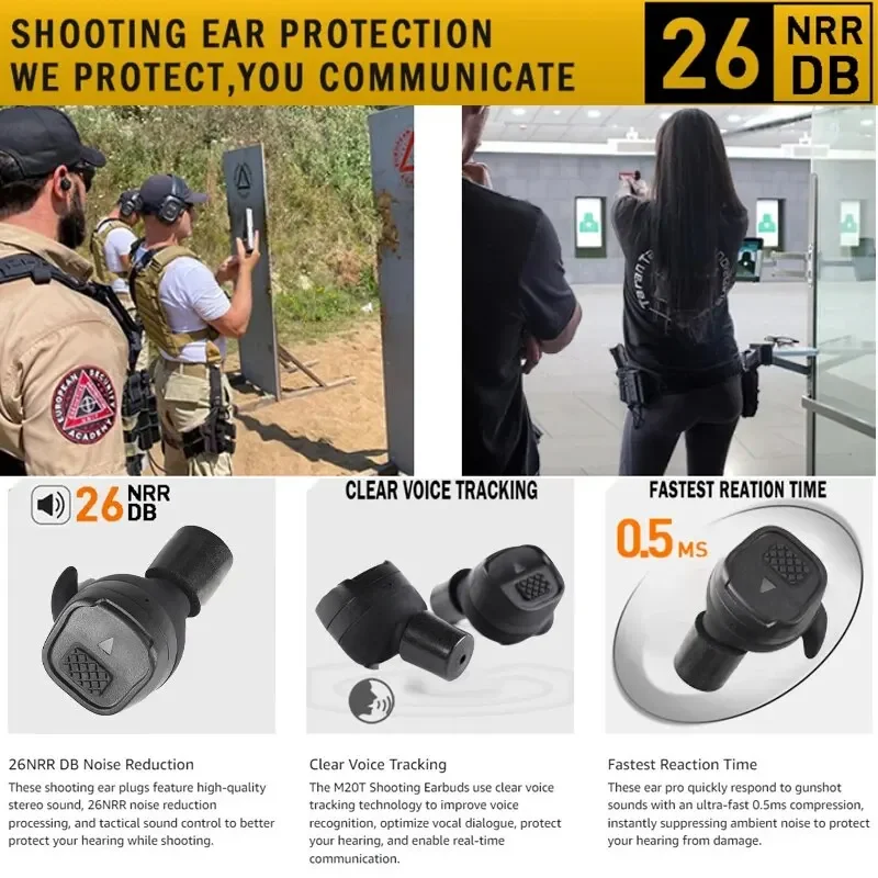 Earmor Bluetooth Earplugs M20T BT5.3 Ver Military Electronic Noise Reduction Hearing Protection Earplug for Range Shoot Hunting