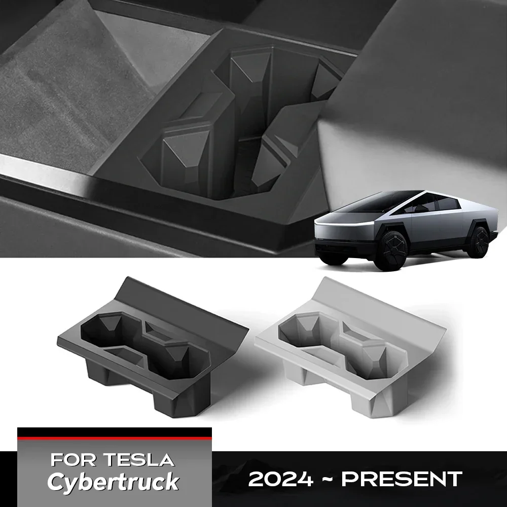 For Tesla Cybertruck 2024 Car Storage Box Kit Center Console Cup Holder Wireless Charging Mat Organizer Tray Accessories