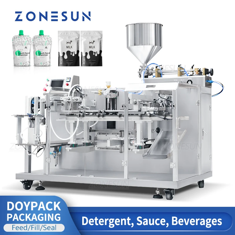 ZONESUN Automatic Doypack Packaging Machine Plastic Bag Paste Detergent Sauce Ready to Drink Beverages Production Line ZS-HZL1