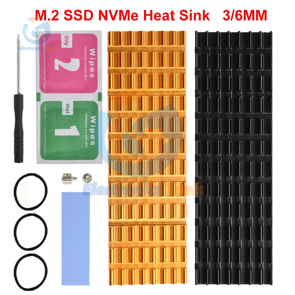 M.2 SSD NVMe Heat Sink M2 2280 Solid State Hard Disk Aluminum Heatsink Gasket with Silicone Thermal Pad 3/6MM Can Use PS5