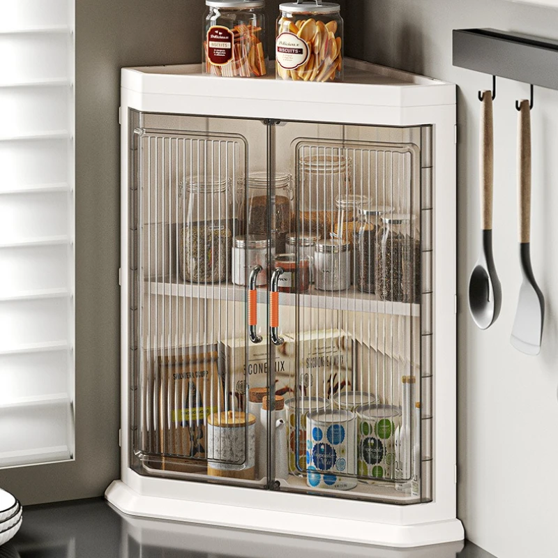 Modern Minimalist Corner Cabinet, Large Capacity Dust-Proof Triangle Storage for Kitchen, Multifunctional Floor Organizer