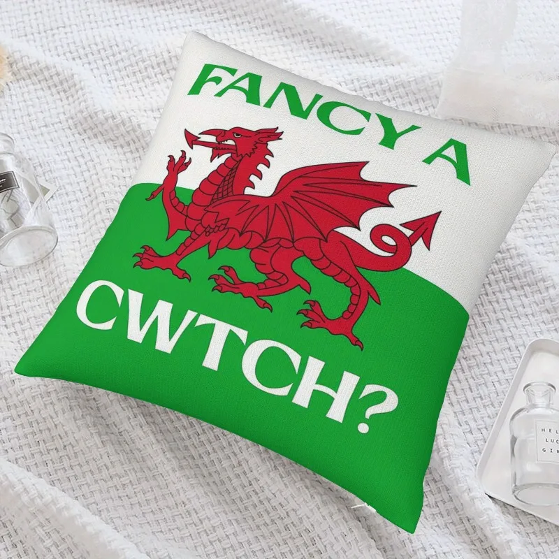 Customize 1pc of Vintage Double-Sided Printed Welsh Dragon Flag Pillow Cover Measuring 18.0X18.0 inch - Features a Double-Sided