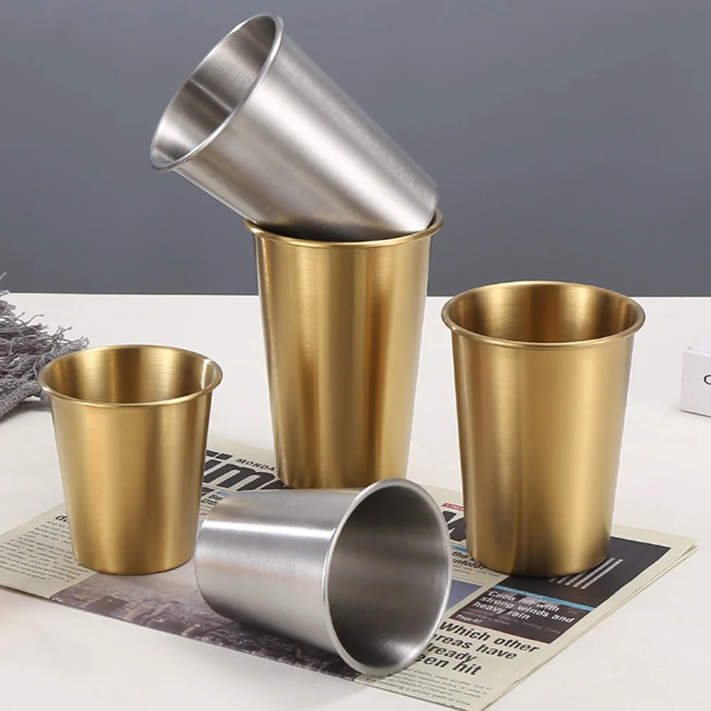 قطعة واحدة من كوب البيرة المصنوع من الفولاذ المقاوم للصدأ على الطراز الصناعي المحمول للتخييم في الهواء الطلق بطبقة واحدة كوب ماء للمشروبات الباردة #5