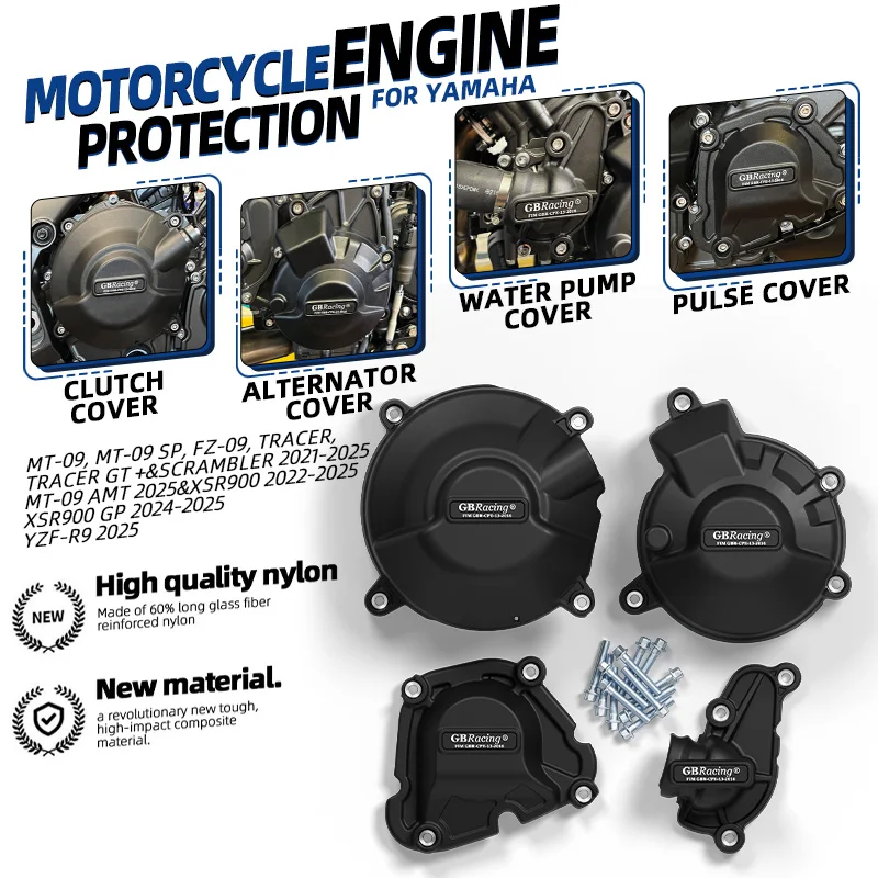 

GBRacing For YAMAHA MT-09/SP FZ-09 Tracer GT Scrambler Engine Cover Set Water Pump Clutch Alternator Pulse Guard Cover 2021-2025