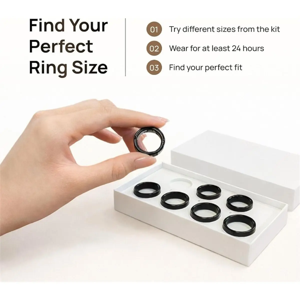 Smart Kit, 7 Sample Ring Sizes Size Before You Buy the Smart Ring, Sizes 7 to 13