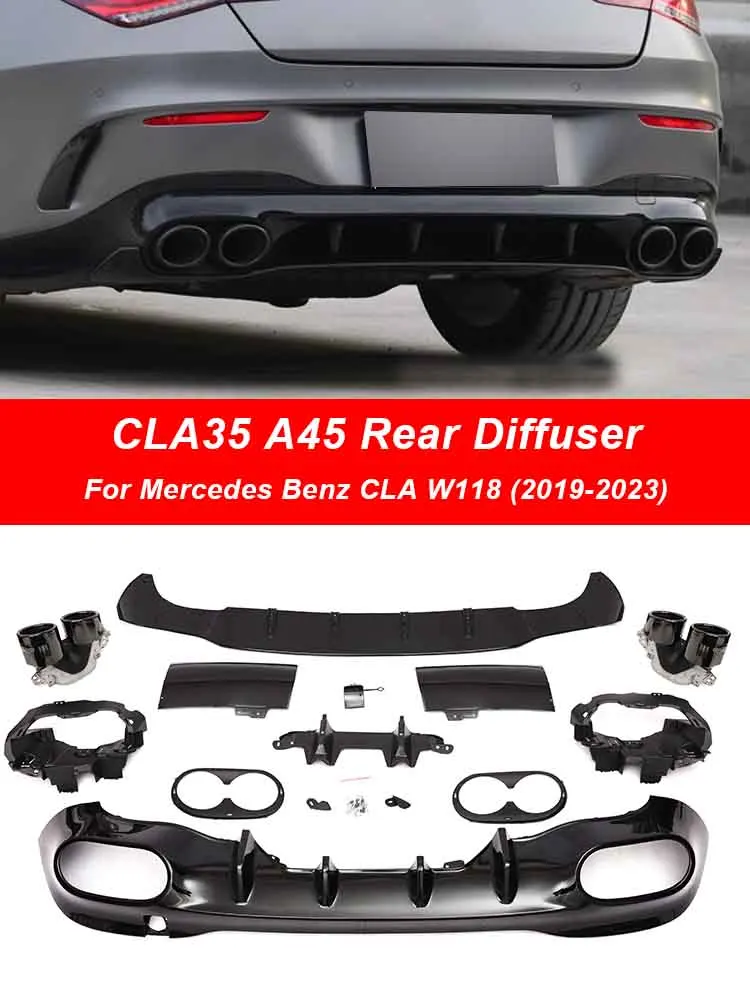 

Задний диффузор с выхлопной трубой для Mercedes Benz CLAW118 C118 X118 AMG Line Accessories CLA45 CLA35 CLA180 CLA200 CLA250 2019 +