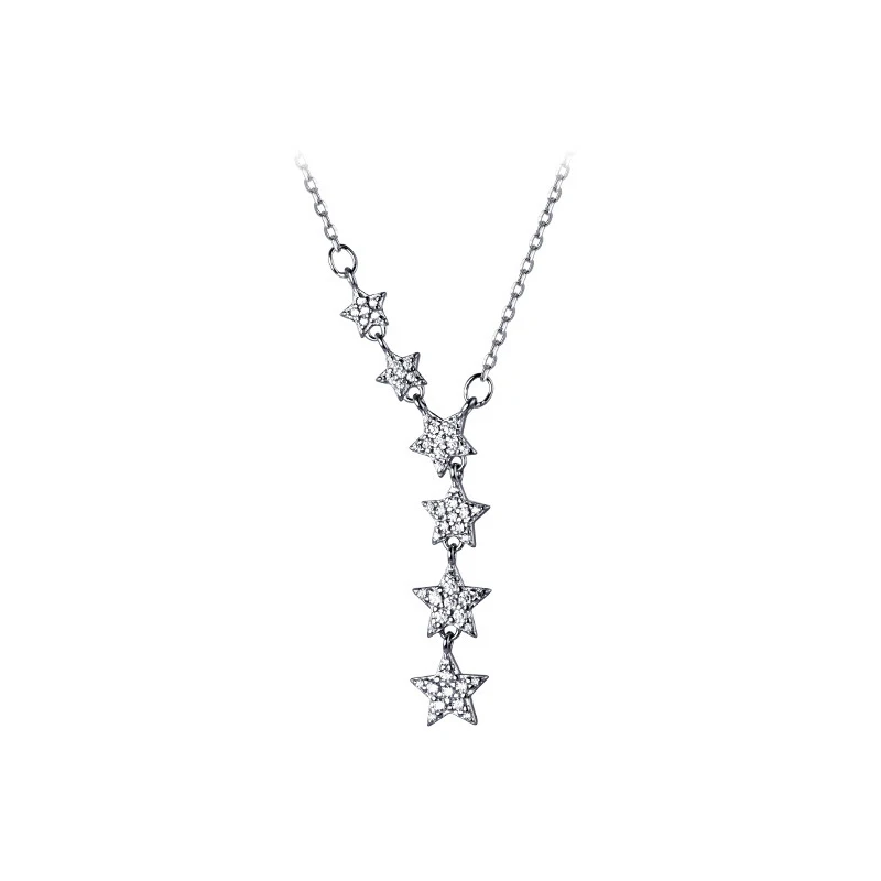 MODIAN Twinkle Pentagram Y-Shape Pendant Necklace for Women 925 Sterling Silver Luxury Link Chain Necklace Wedding Fine Jewelry