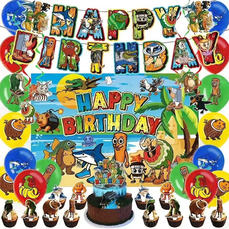 Tung Tung Sahur Geburtstag Party Dekoration Brainrot Tralalelo Tralala Kuchen Topper Banner Ballon Lustige Meme Anime Hause Liefert