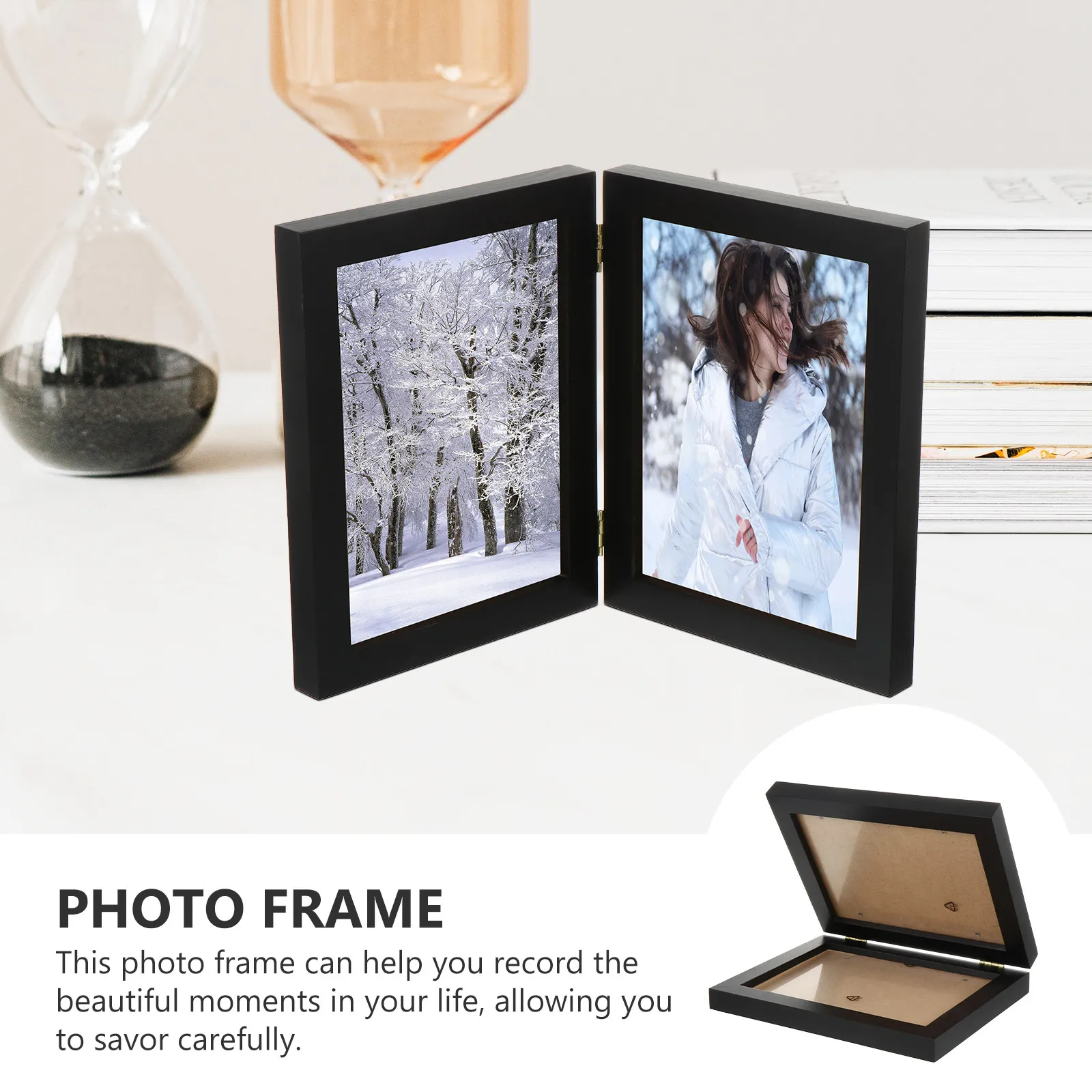 Elegant Folding Wooden Photo Frame Solid Wood Vertical Picture Holder for Desktop Wall Art Display Commemorative Gift Home