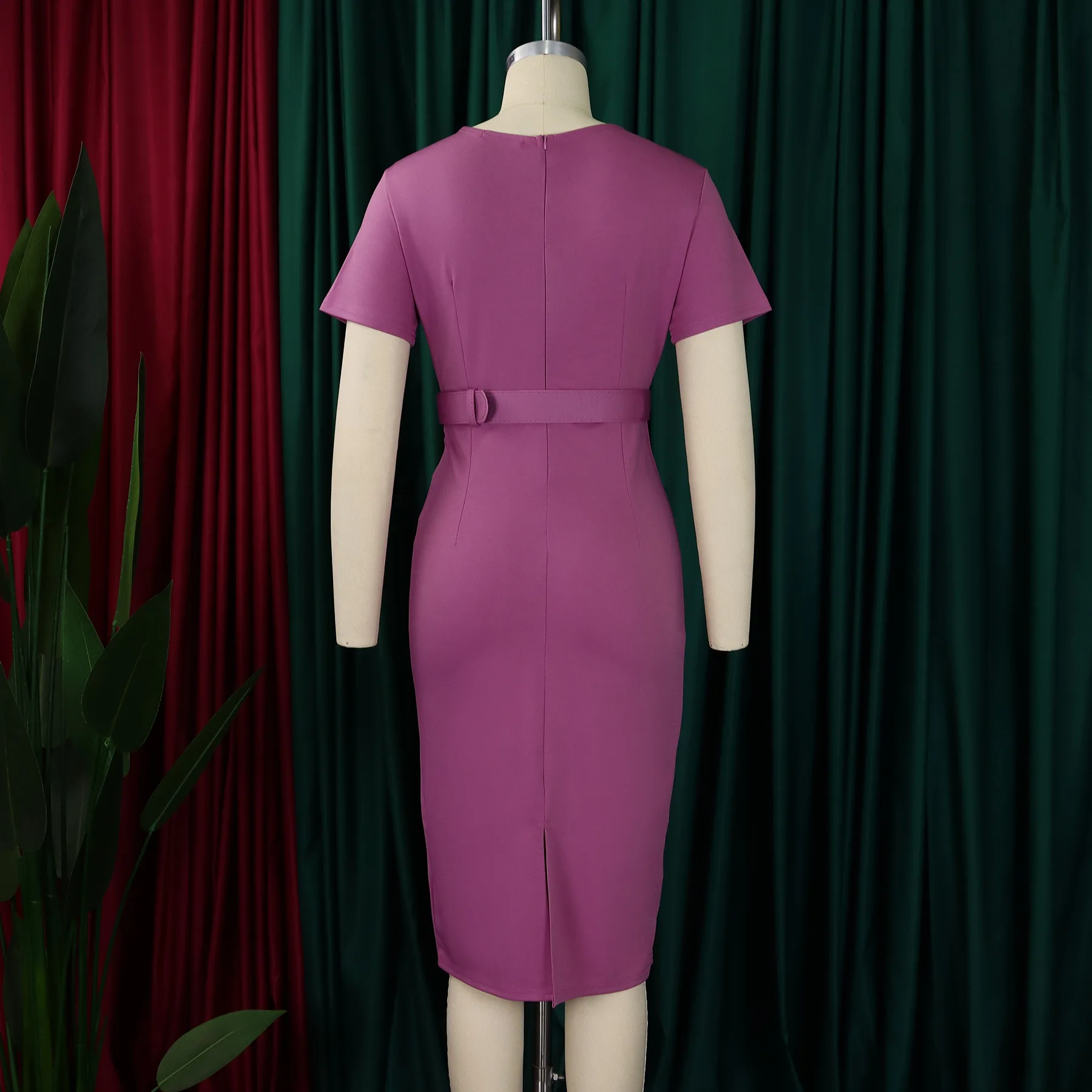 Atr-d504 vestido de dama de honor para mujer, falda lápiz con cintura y cuello en V, vestido de graduación, vestido de fiesta de cóctel con cinturón, barato, venta al por mayor, nuevo