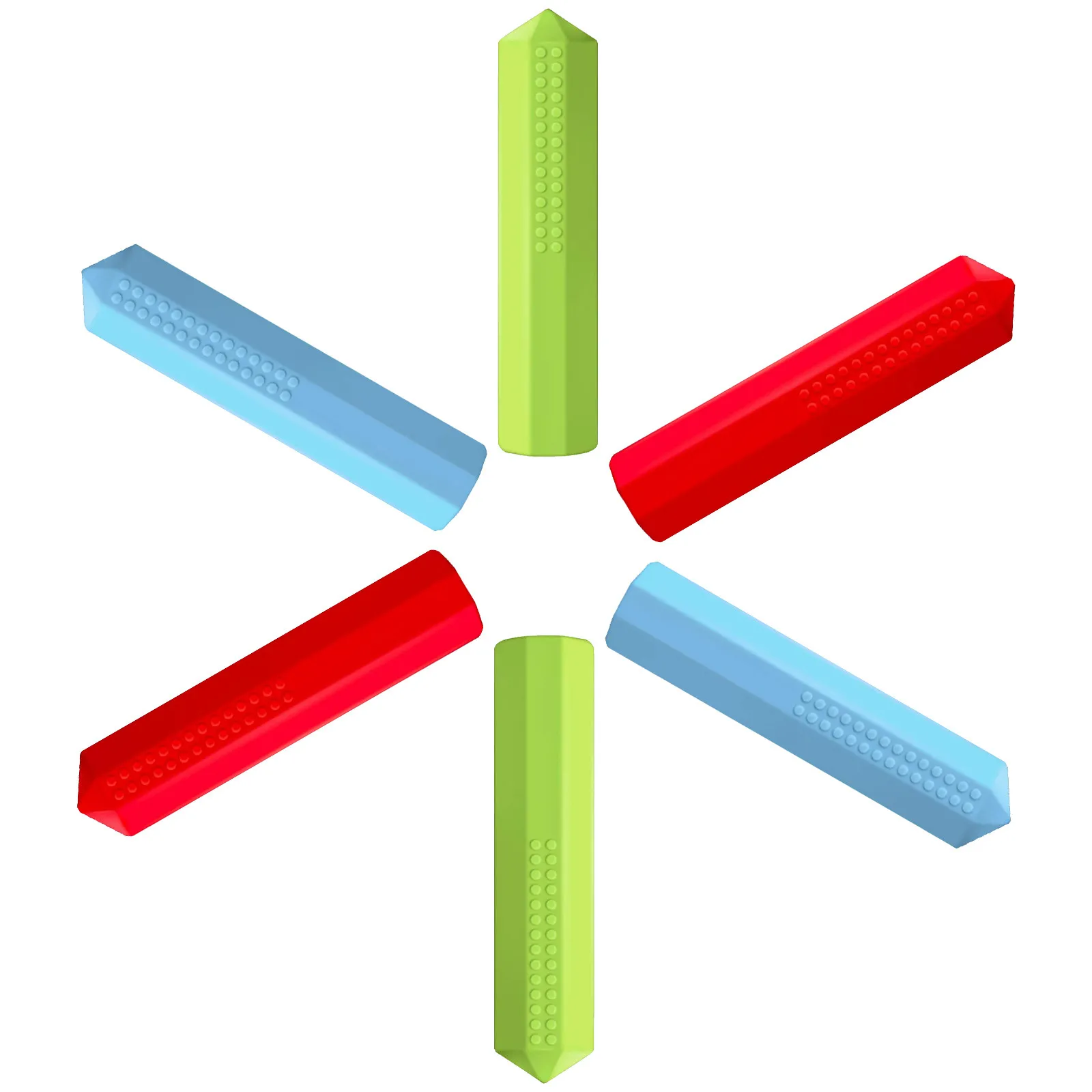 

Набор из 6 силиконовых защитных колпачков для карандашей, сенсорные жевательные насадки на карандаши, мультяшные колпачки для безопасного письма, для людей с аутизмом