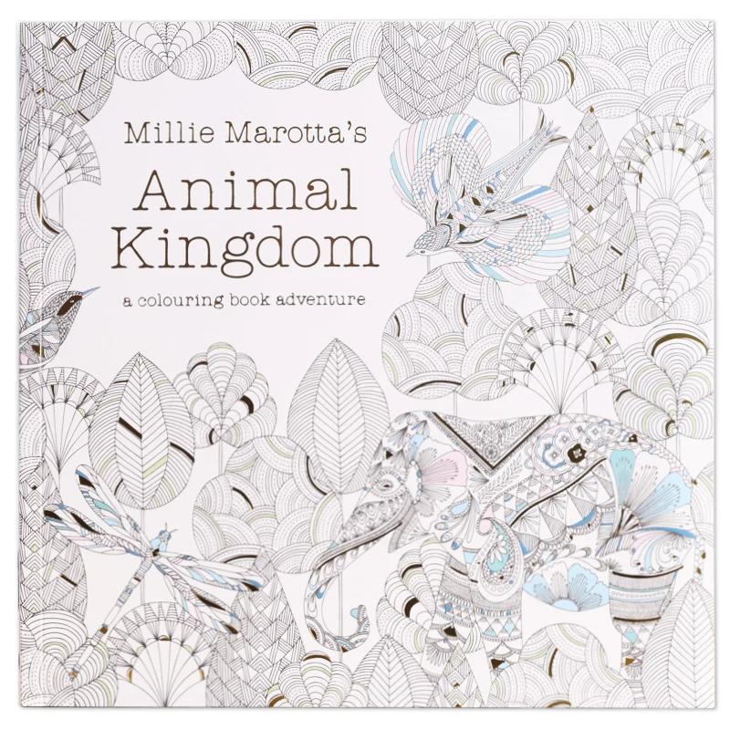 

English Edition Animal Kingdom Coloring Book For Children Adult Relieve Stress Kill Time Graffiti Painting Drawing Book